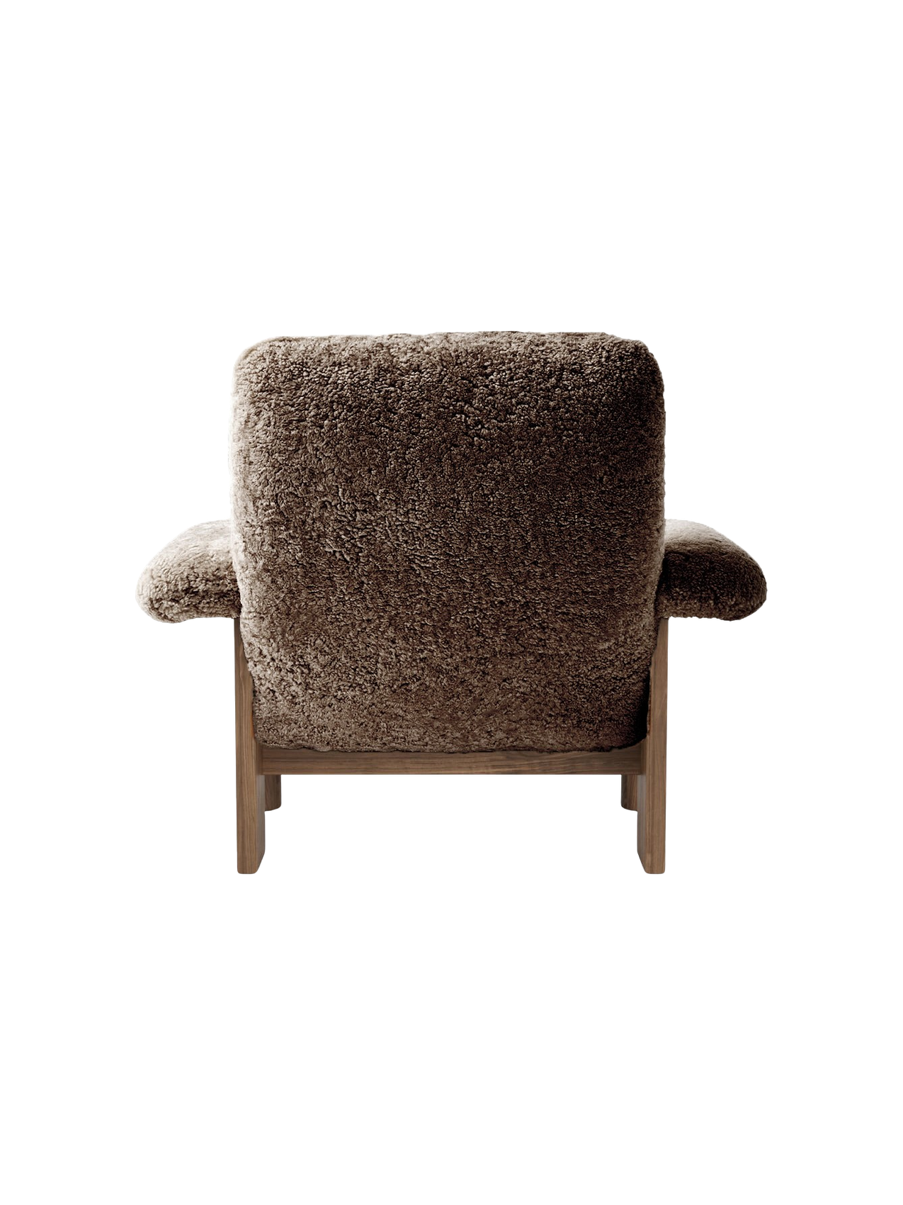 High Back Lounge Chair in Sheepskin Solid Wood Frame, Exaggerated Armrests