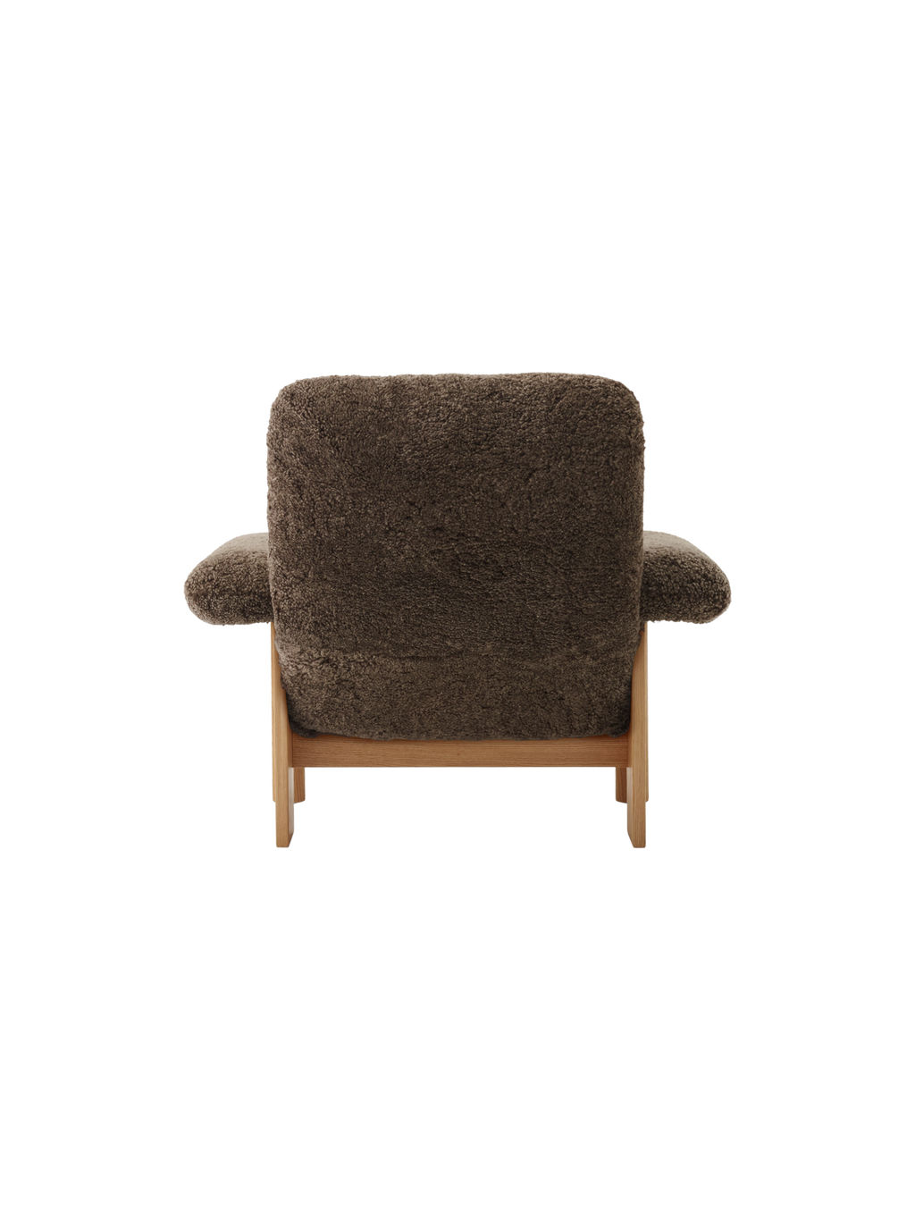 High Back Lounge Chair in Sheepskin Solid Wood Frame, Exaggerated Armrests
