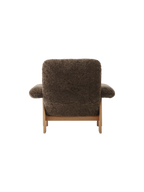 High Back Lounge Chair in Sheepskin Solid Wood Frame, Exaggerated Armrests
