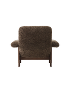 High Back Lounge Chair in Sheepskin Solid Wood Frame, Exaggerated Armrests