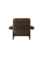 High Back Lounge Chair in Sheepskin Solid Wood Frame, Exaggerated Armrests