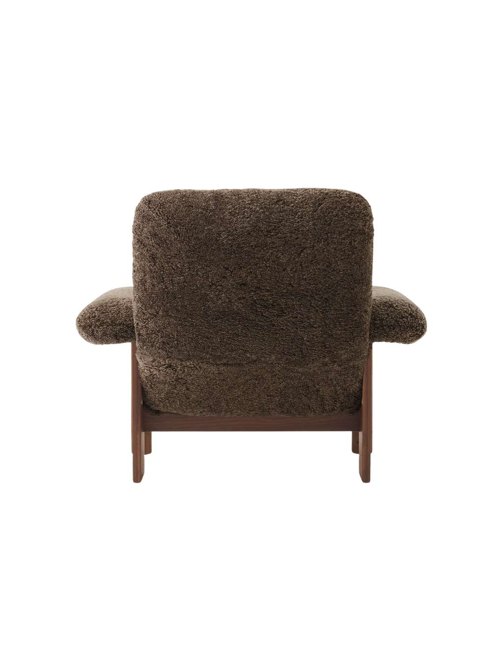 High Back Lounge Chair in Sheepskin Solid Wood Frame, Exaggerated Armrests