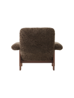 High Back Lounge Chair in Sheepskin Solid Wood Frame, Exaggerated Armrests
