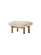 Ottoman in Sheepskin Cylindrical Legs, Versatile Use, 3 Wood Options