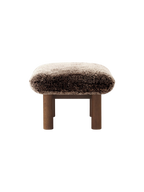 Ottoman in Sheepskin Cylindrical Legs, Versatile Use, 3 Wood Options