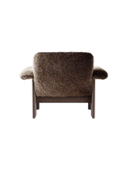 Low Back Lounge Chair in Sheepskin Solid Wood Frame, Exaggerated Armrests