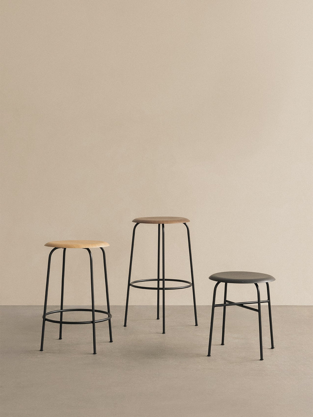 Counter Stool with Wood Veneer ¨C 3 Heights, Black Steel Frame