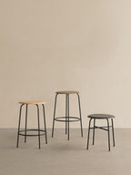 Counter Stool with Wood Veneer ¨C 3 Heights, Black Steel Frame