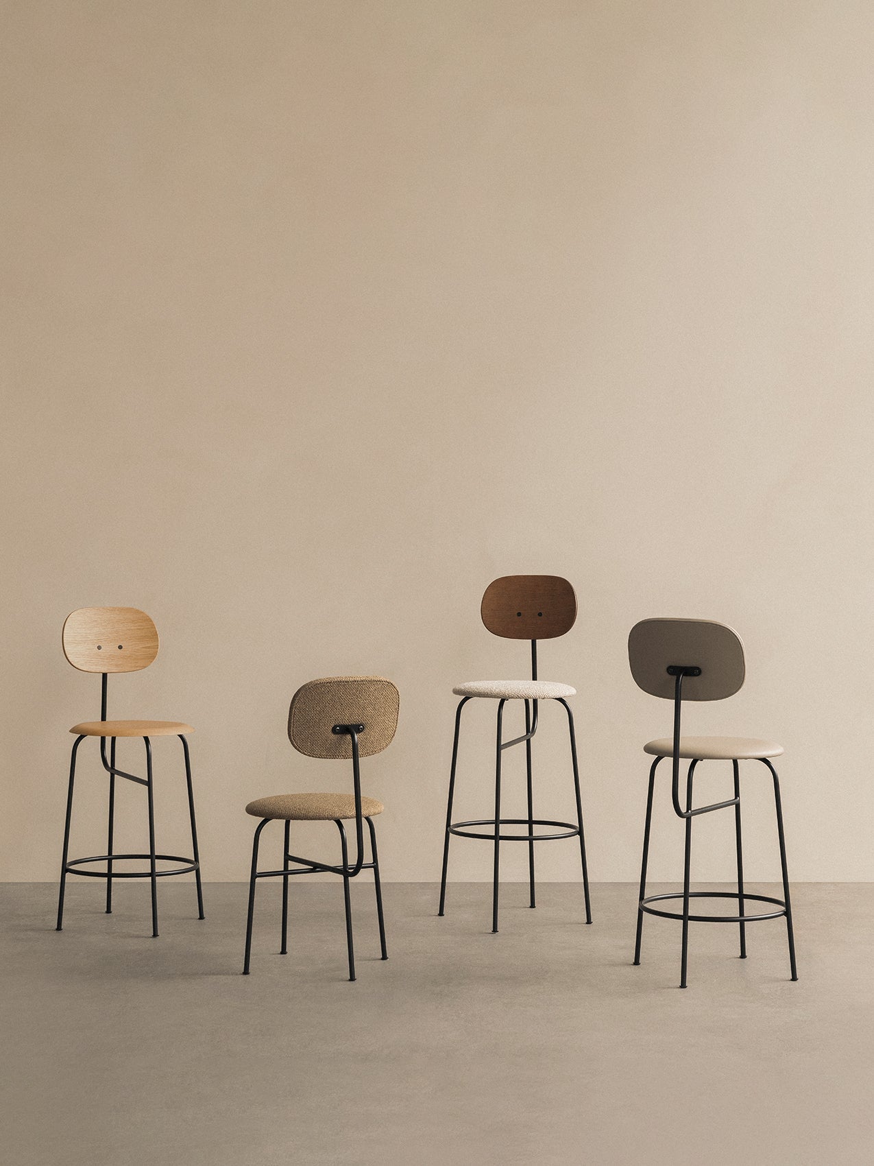 Bar Chair Plus, Upholstered Seat ¨C Veneer Back, Powder-Coated Frame