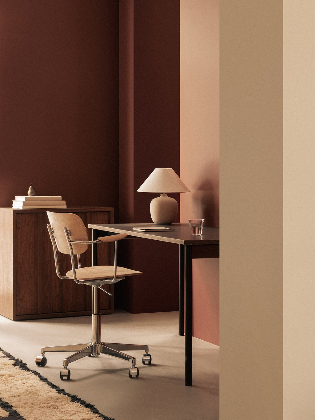 Task Chair with Wood Veneer ¨C Height-Adjustable, Flex Tilt, Swivel Base