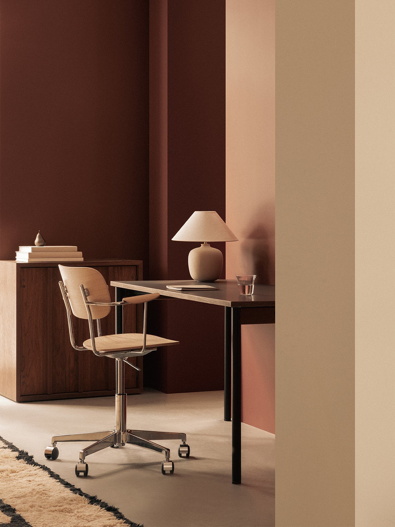 Task Chair with Wood Veneer ¨C Height-Adjustable, Flex Tilt, Swivel Base