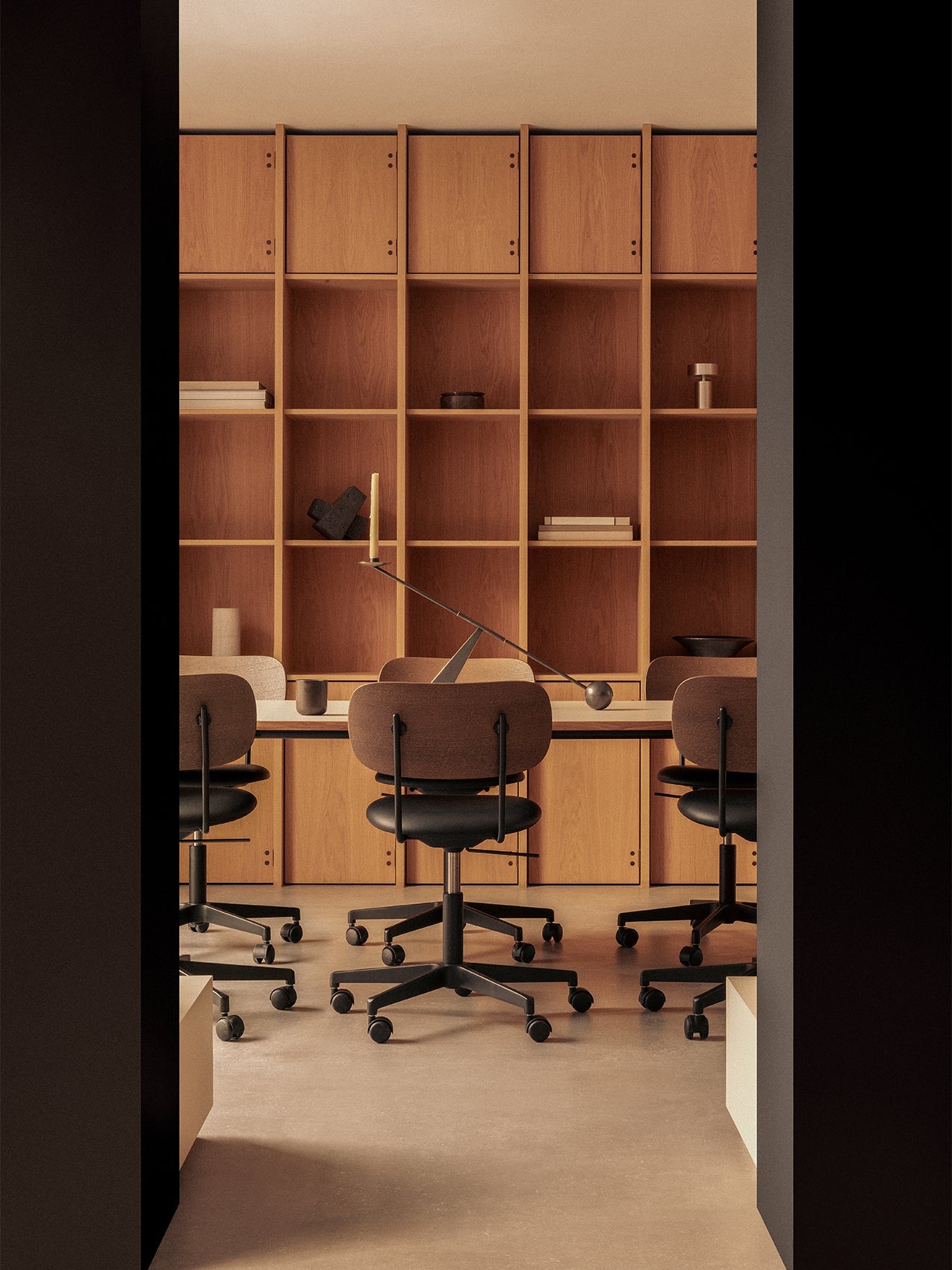 Task Chair, Upholstered Seat Black Swivel Base, Height-Adjustable
