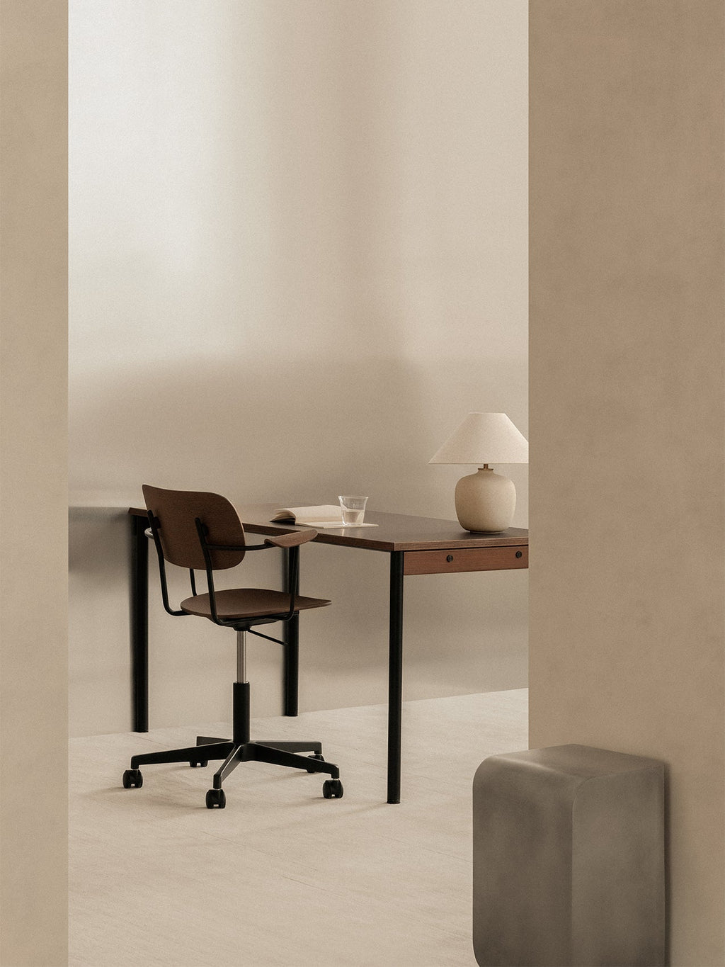 Task Chair with Wood Veneer ¨C Height-Adjustable, Flex Tilt, Swivel Base