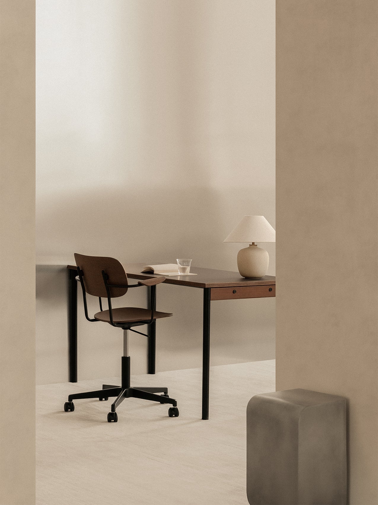 Task Chair with Wood Veneer ¨C Height-Adjustable, Flex Tilt, Swivel Base