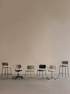 Task Chair, Upholstered Seat Polished Aluminium Swivel Base