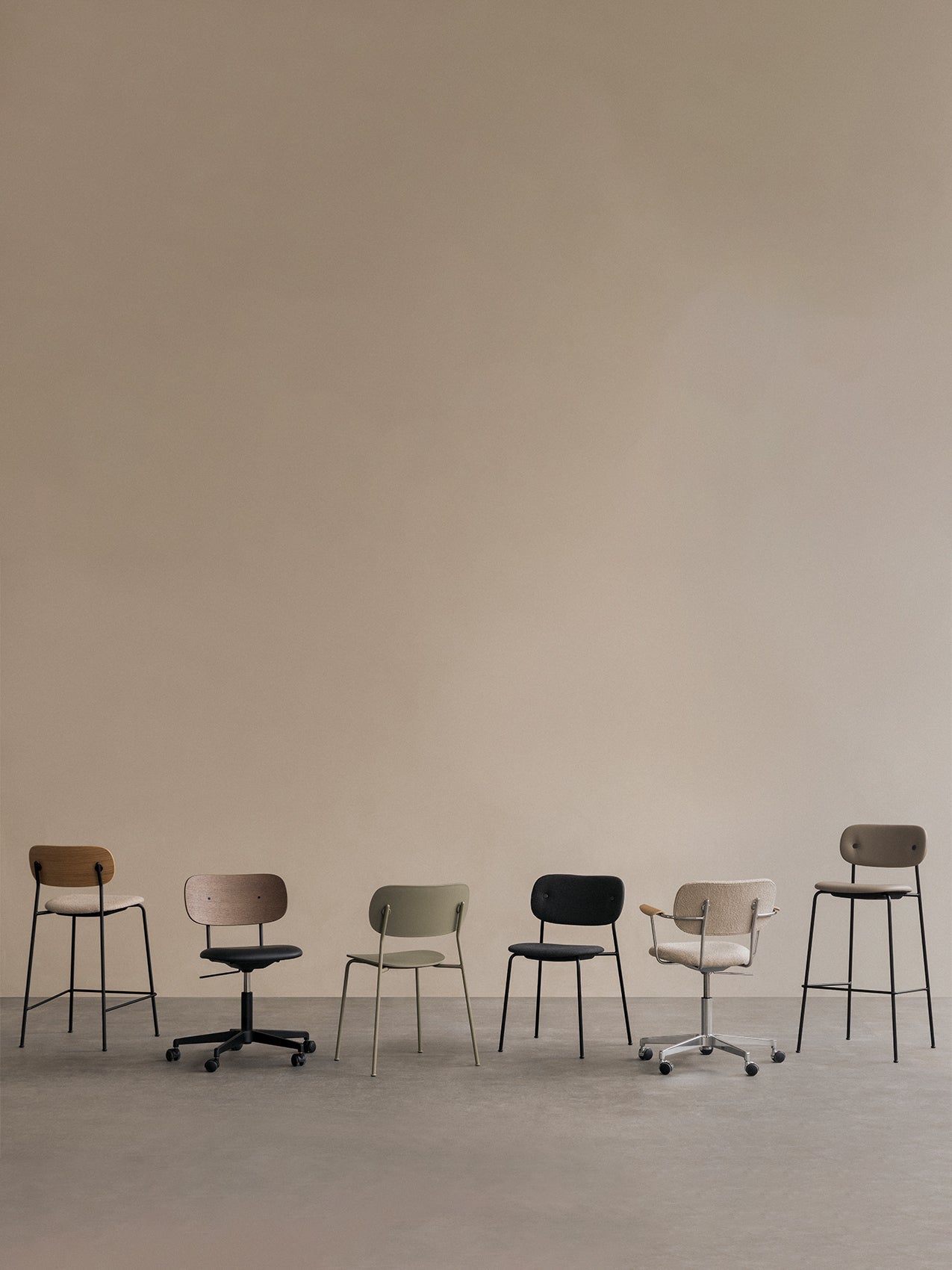 Task Chair, Upholstered Seat Polished Aluminium Swivel Base