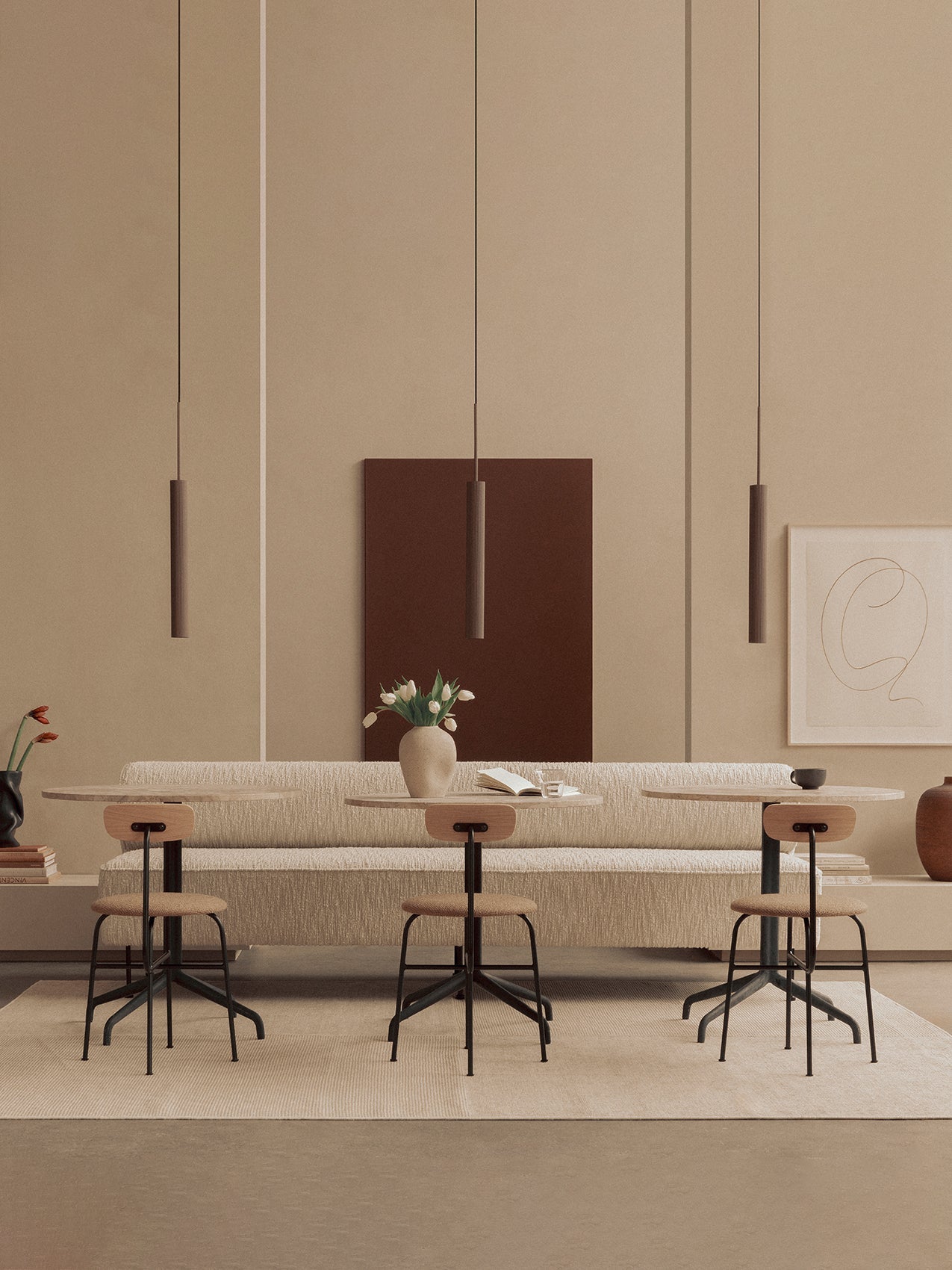 Dining Chair, Upholstered Seat ¨C Wood Veneer Back, Sleek Profile