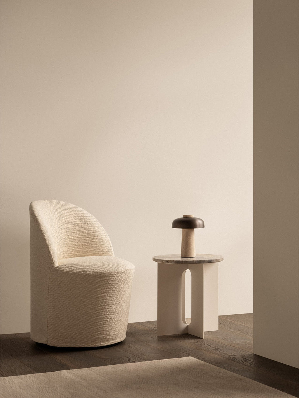 Club Chair with Swivel and Loose Cover Cotton-Wool Boucl