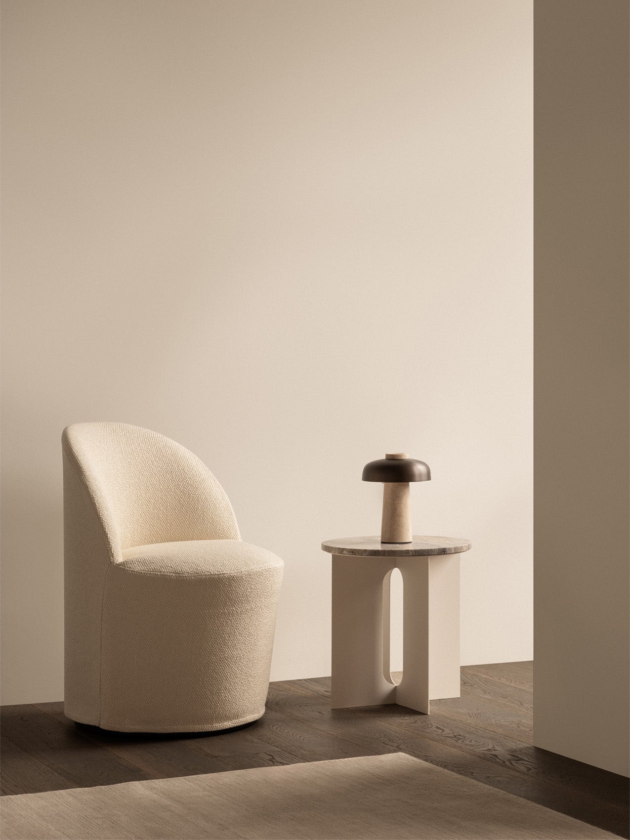 Club Chair with Swivel and Loose Cover Cotton-Wool Boucl