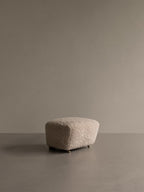 Ottoman in Sheepskin Oak Legs, Brass Casters, Pairs with Lounge Chair