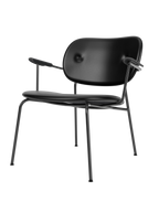 Fully Upholstered Lounge Chair Curved Armrests, Powder-Coated Steel Base