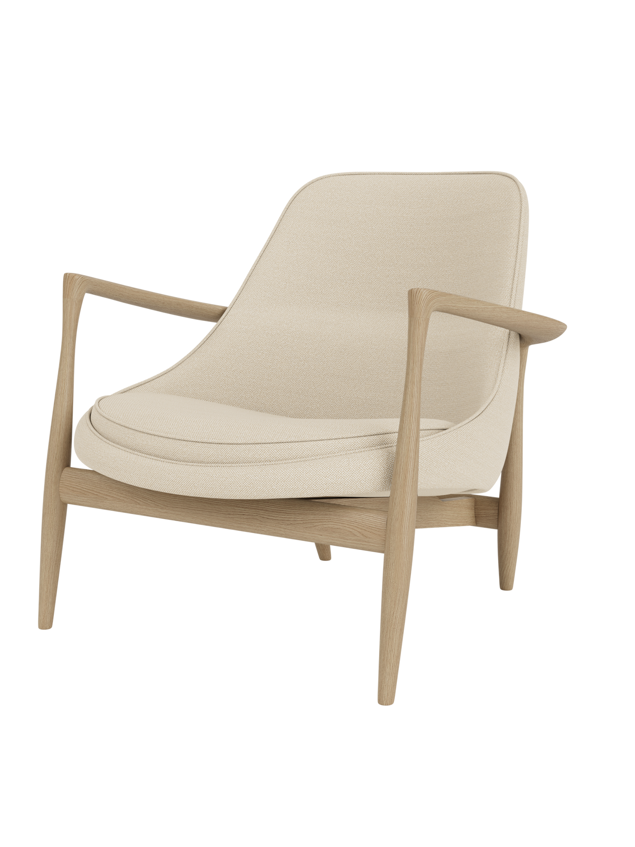 Lounge Chair Sculpted Armrests, Leather Seat, Danish Modern Icon