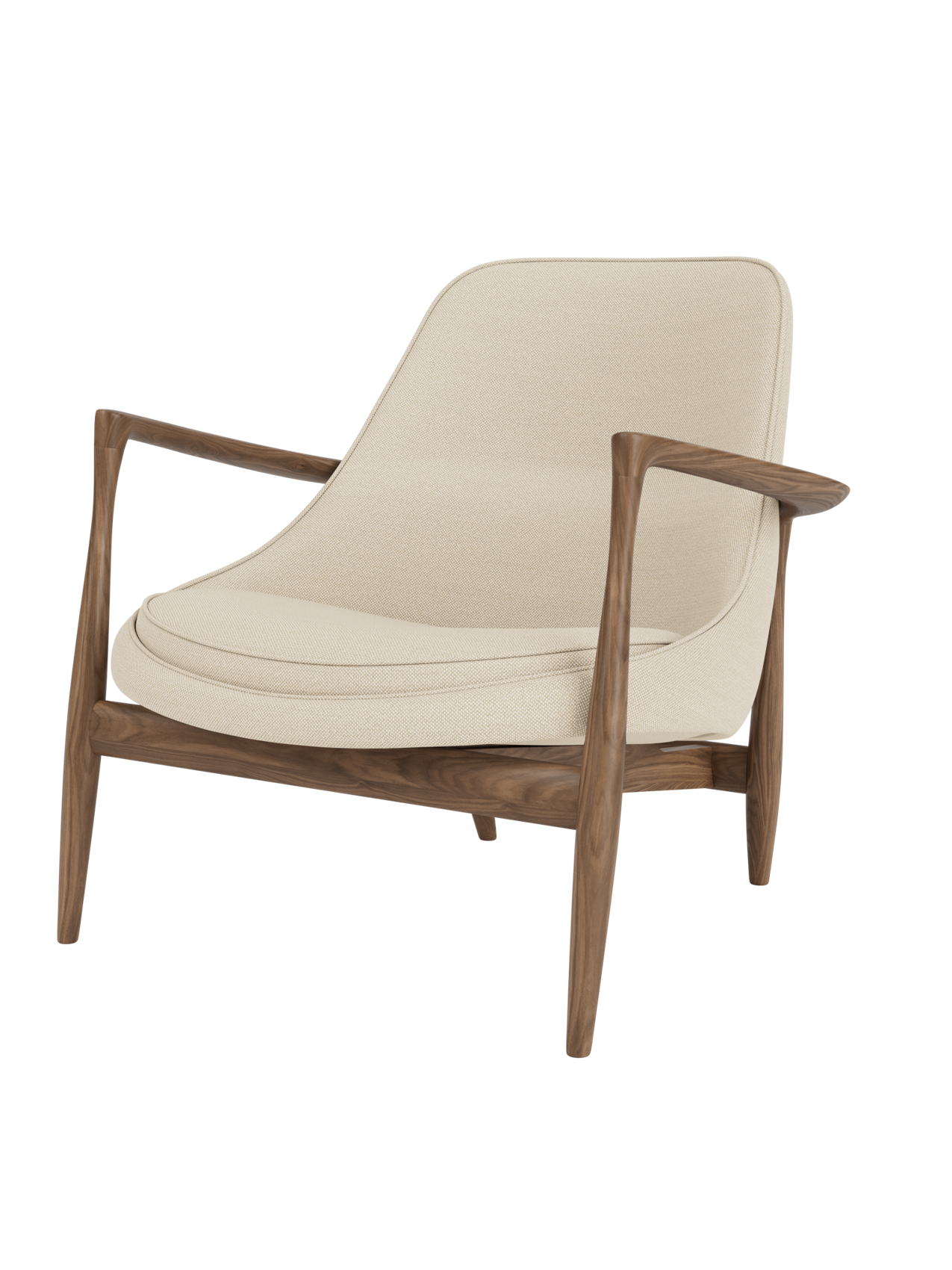 Lounge Chair Sculpted Armrests, Leather Seat, Danish Modern Icon