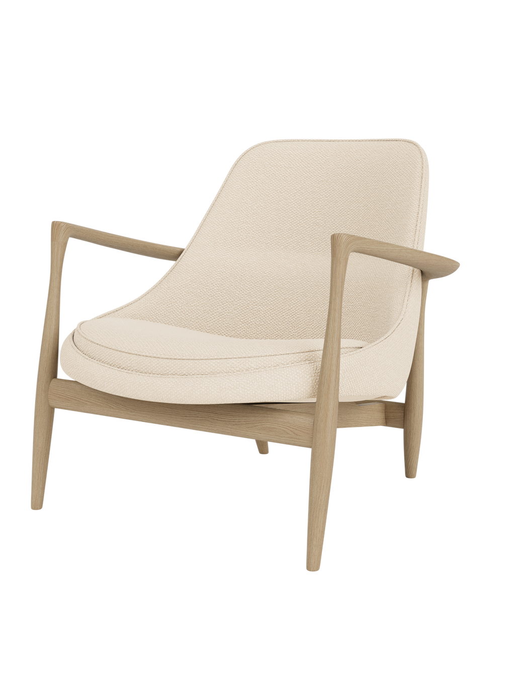 Lounge Chair Sculpted Armrests, Leather Seat, Danish Modern Icon