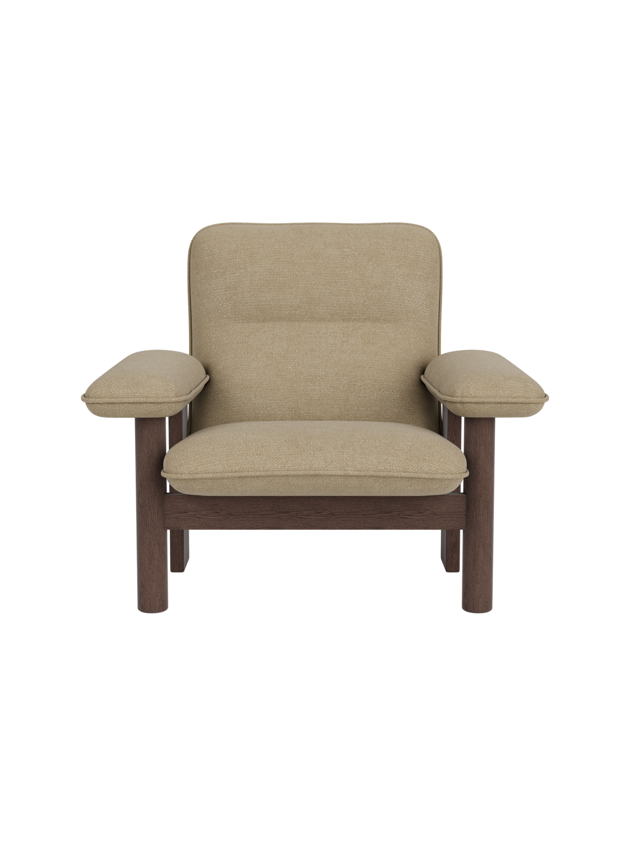 High Back Lounge Chair in Textile Solid Wood Frame, Exaggerated Armrests
