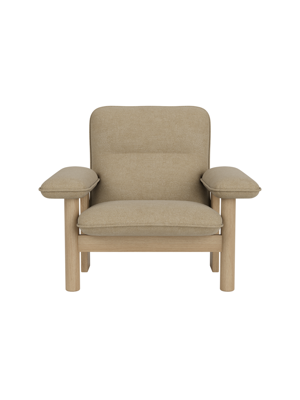 High Back Lounge Chair in Textile Solid Wood Frame, Exaggerated Armrests