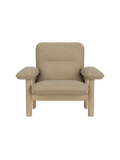 High Back Lounge Chair in Textile Solid Wood Frame, Exaggerated Armrests