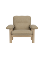 High Back Lounge Chair in Textile Solid Wood Frame, Exaggerated Armrests