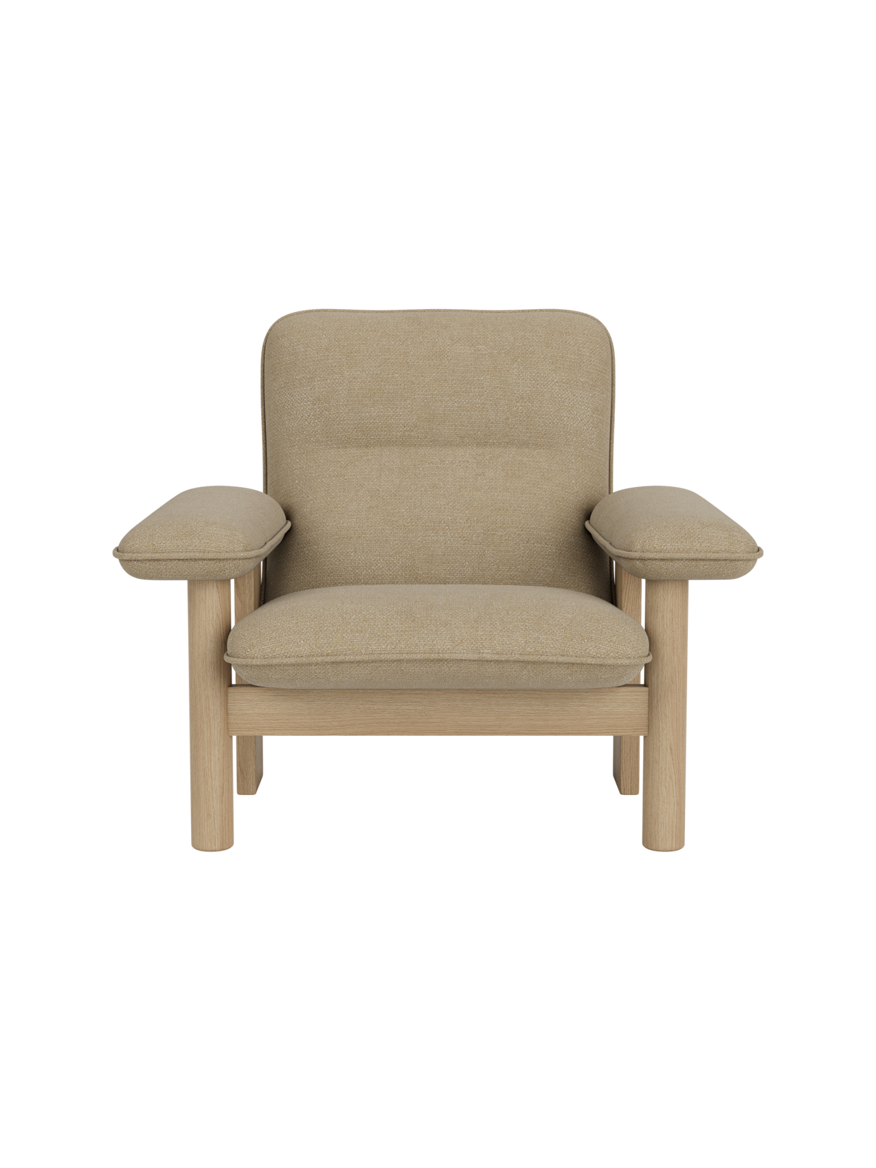 High Back Lounge Chair in Textile Solid Wood Frame, Exaggerated Armrests