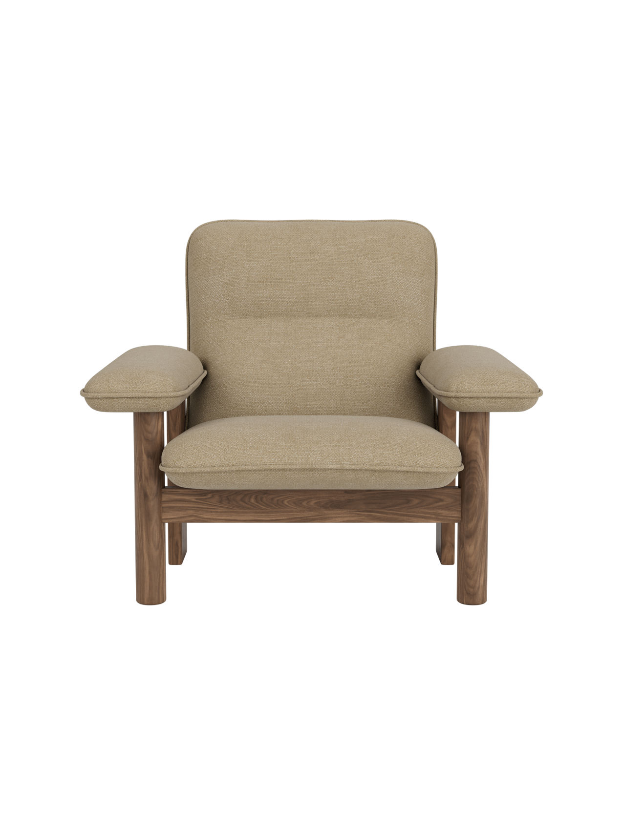 High Back Lounge Chair in Textile Solid Wood Frame, Exaggerated Armrests