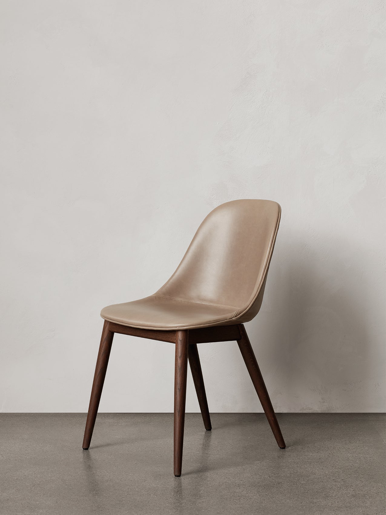 Side Dining Chair, Wooden Base ¨C Compact Shell, Textile or Leather