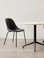 Side Dining Chair, Black Steel Base ¨C Compact Shell, Textile or Leather