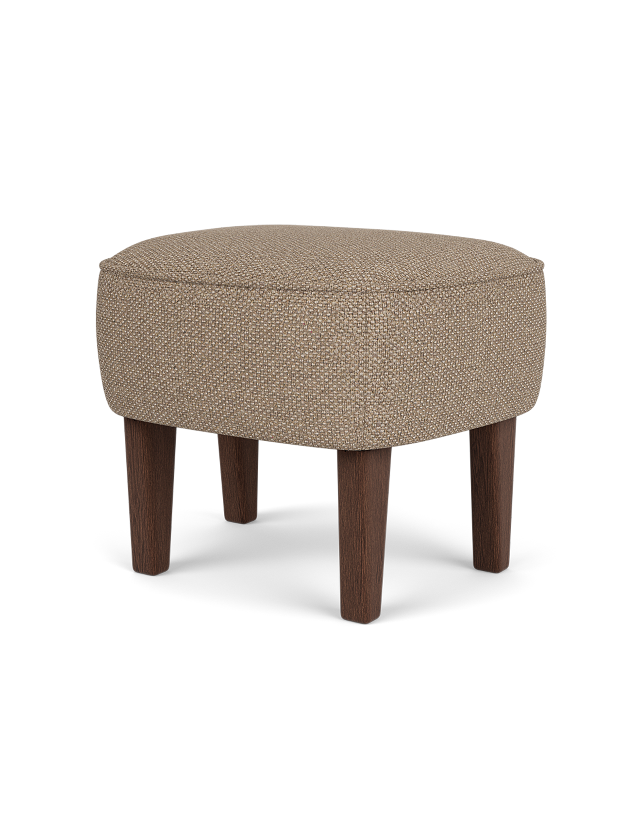 Compact Ottoman in Textile Curved Legs, Pairs with Lounge Chair