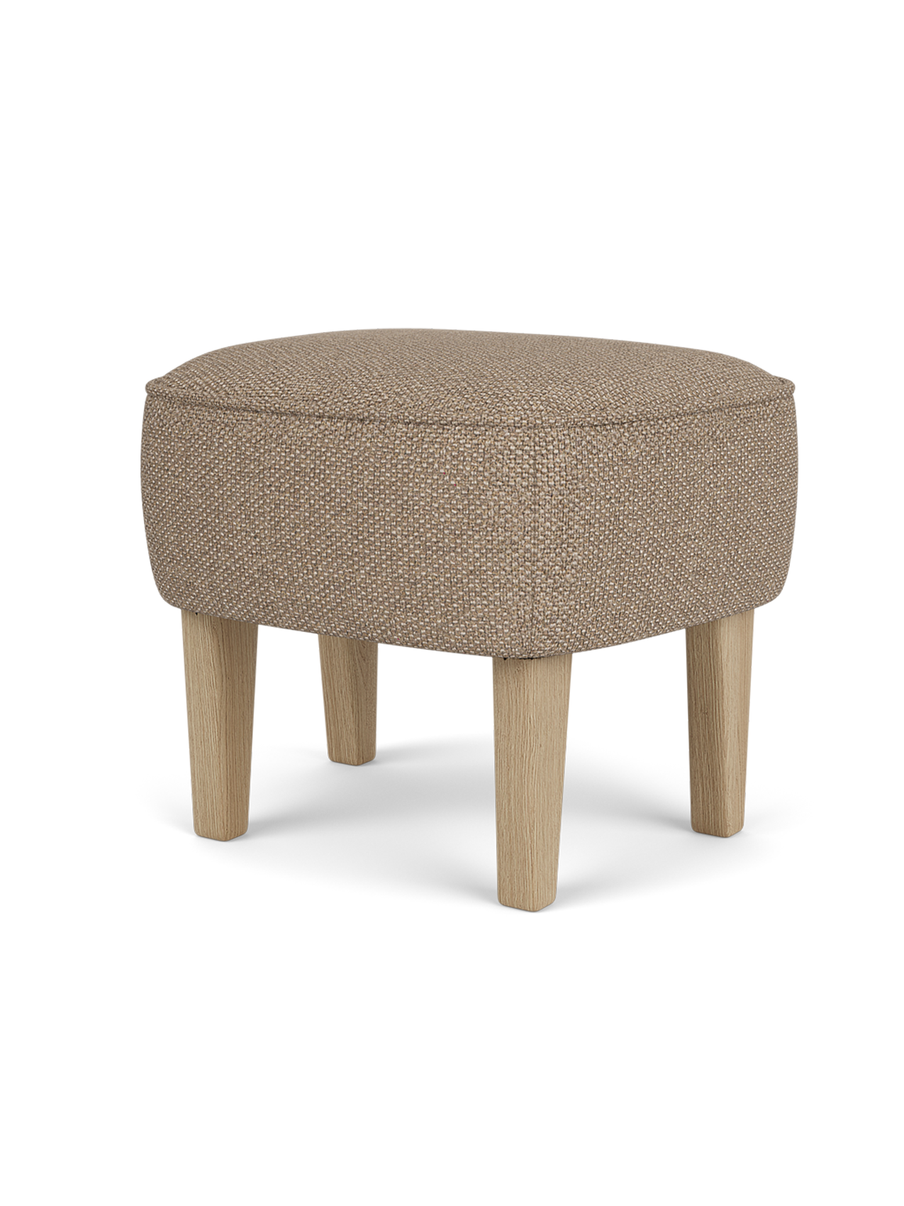 Compact Ottoman in Textile Curved Legs, Pairs with Lounge Chair