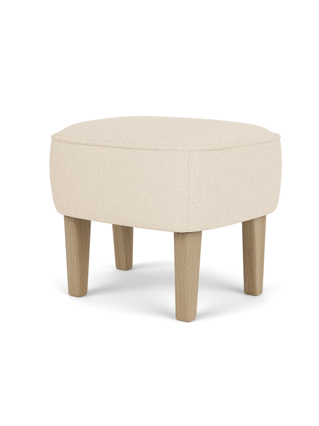 Compact Ottoman in Textile Curved Legs, Pairs with Lounge Chair