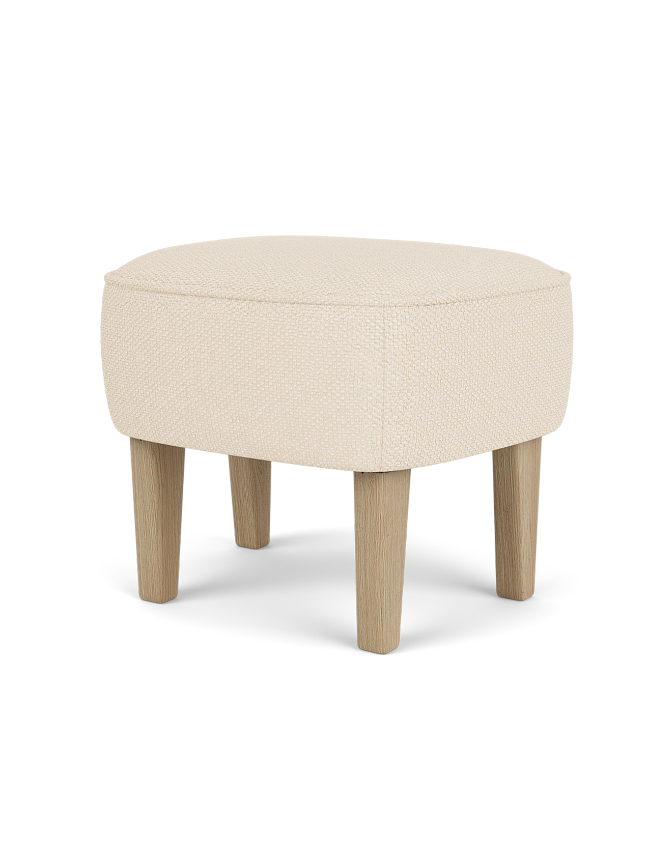 Compact Ottoman in Textile Curved Legs, Pairs with Lounge Chair
