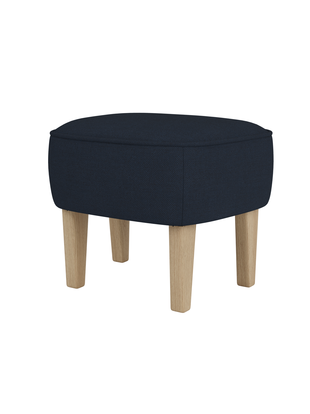 Compact Ottoman in Textile Curved Legs, Pairs with Lounge Chair