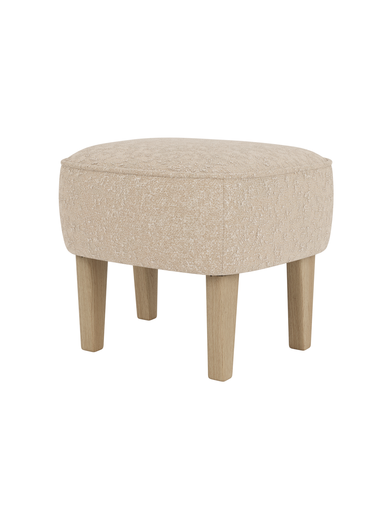 Compact Ottoman in Textile Curved Legs, Pairs with Lounge Chair