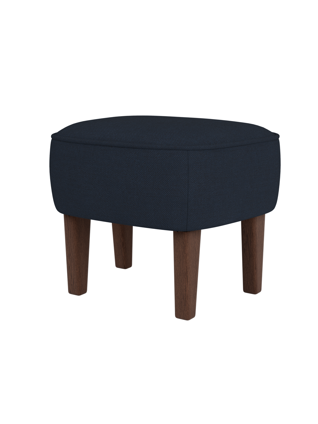 Compact Ottoman in Textile Curved Legs, Pairs with Lounge Chair