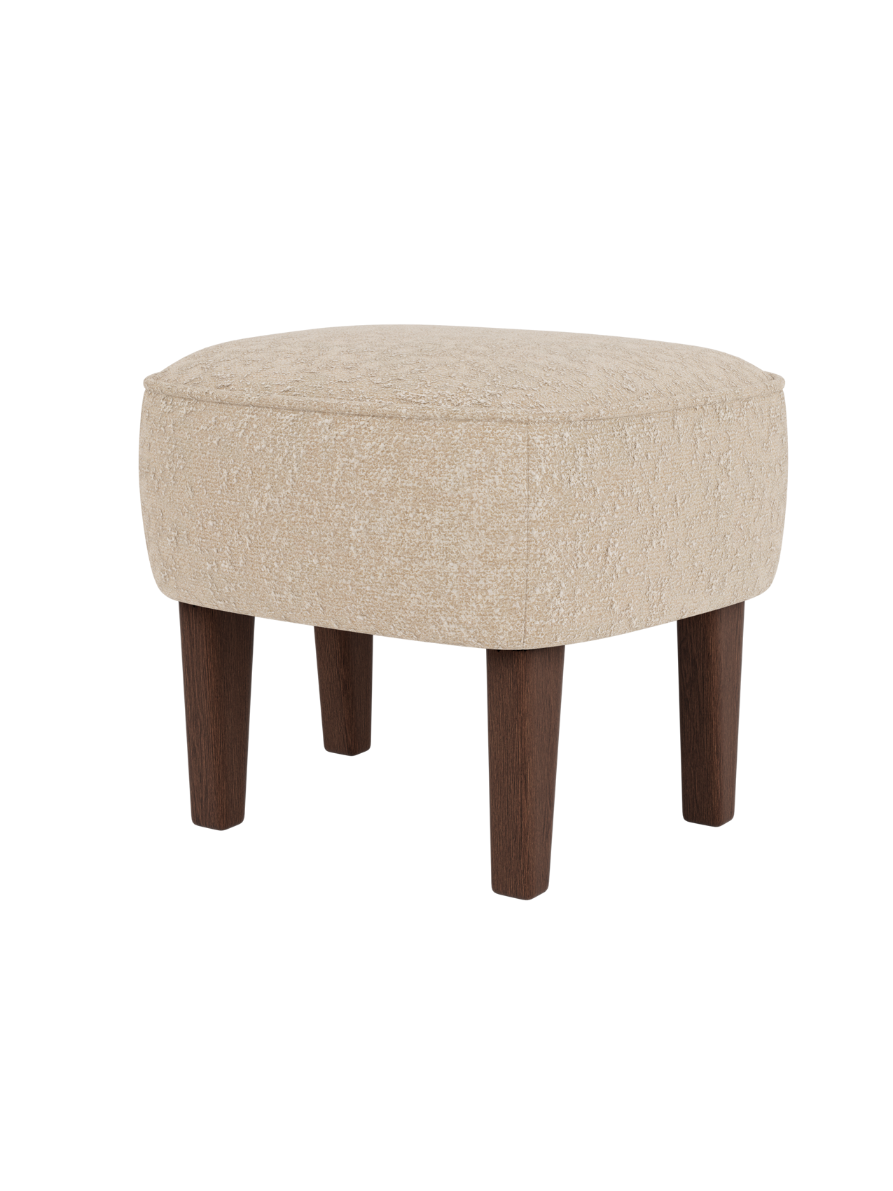Compact Ottoman in Textile Curved Legs, Pairs with Lounge Chair