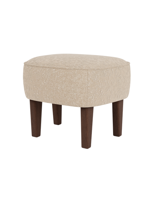 Compact Ottoman in Textile Curved Legs, Pairs with Lounge Chair