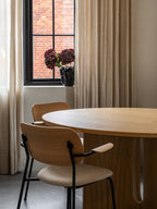 Dining Chair with Armrests, Upholstered Seat ¨C Black Frame, Stackable