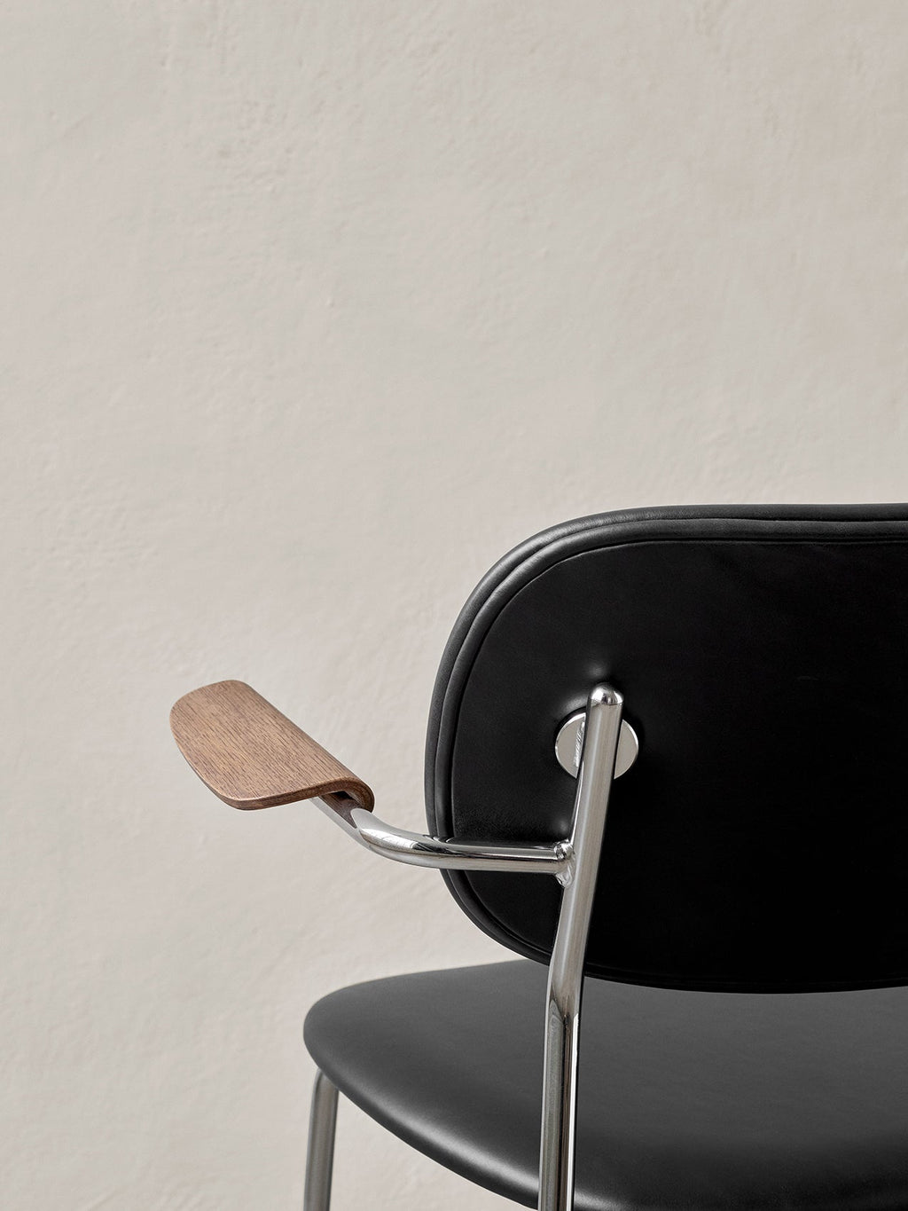 Fully Upholstered Dining Chair with Armrests ¨C Chrome Base, Stackable