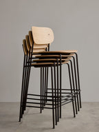 Contoured Bar Chair with Wood Veneer ¨C Stackable, Footrest Included
