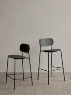 Contoured Counter Chair with Wood Veneer ¨C Stackable, Footrest