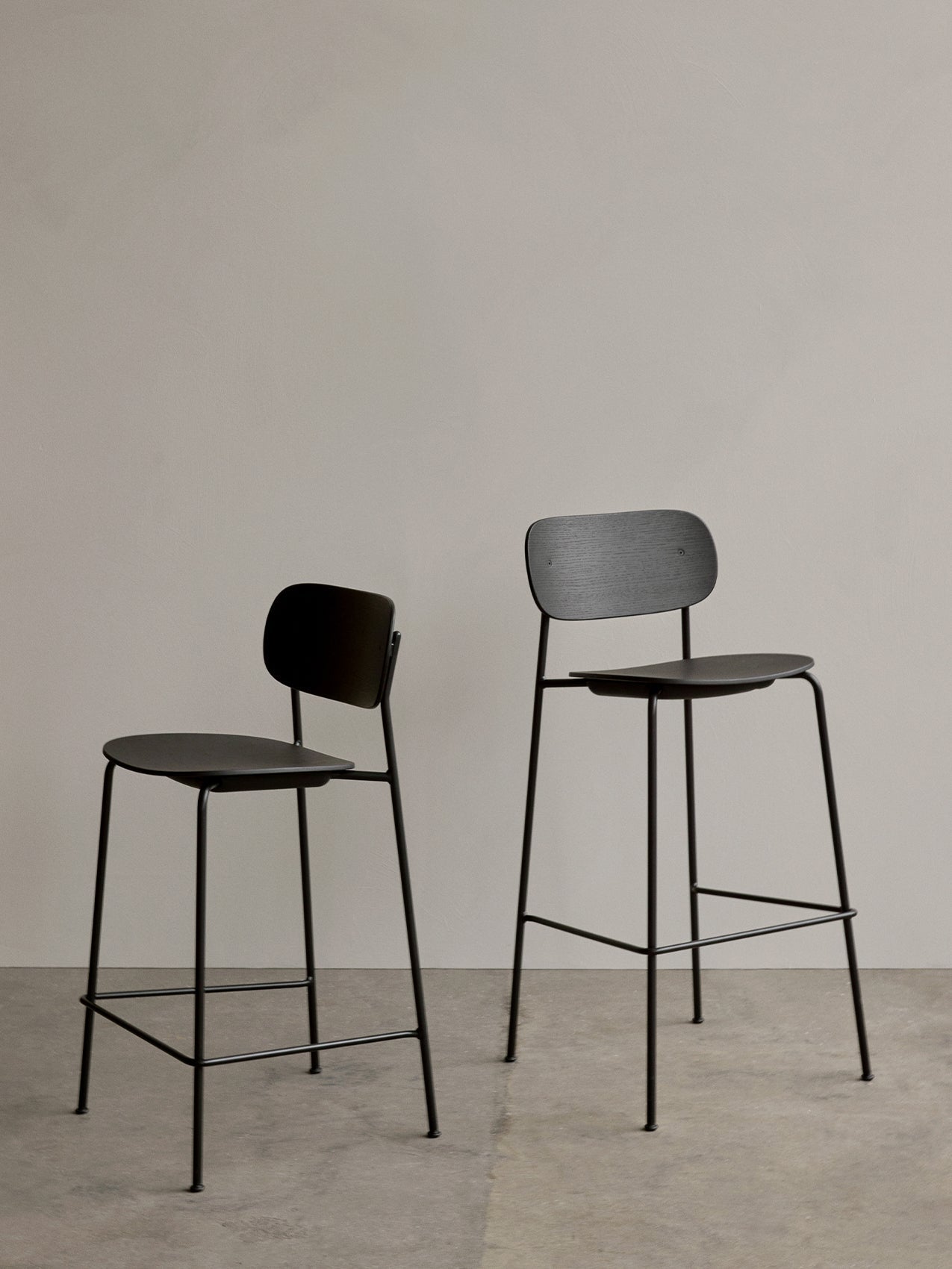 Contoured Counter Chair with Wood Veneer ¨C Stackable, Footrest